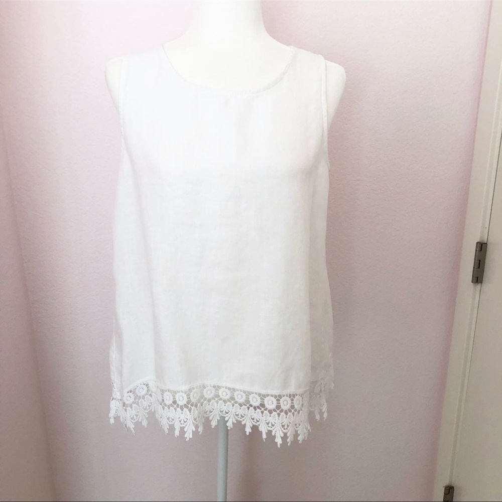 Terzo Millennio White Top Sleeveless Fine Linen M made in Italy